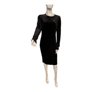 New Dress Black Velvet Under Midi Length Long Sleeve Unbranded Designer Inspired
